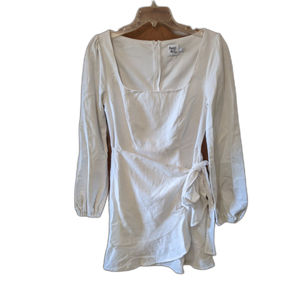 Princess Polly White Dress The Villa Long Sleeve Faux Wrap Mini Sz 8 Angelcore